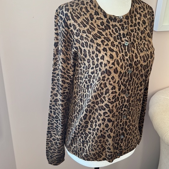 NWOT Lauren Ralph Lauren l Silk Blend Animal Print Cardigan - Picture 3 of 7